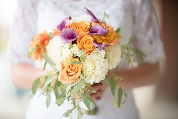 Selective Focus Photography of White, Purple, and Orange Rose, Calla Lily and Dahlia Bouquet