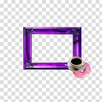 Selelandia, purple frame and cup of coffee illustration transparent background PNG clipart