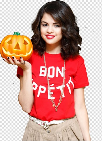 Selena Gomez Halloween , Selena y la Calabaza  transparent background PNG clipart