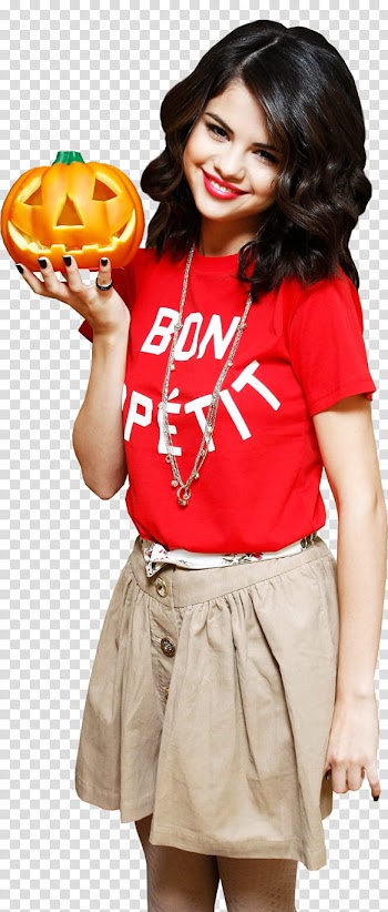 Selena Gomez Halloween , Selena y la Calabaza  transparent background PNG clipart