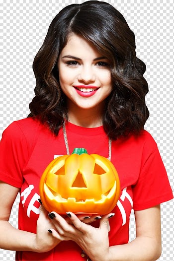 Selena Gomez Halloween , Selena y la Calabaza  transparent background PNG clipart