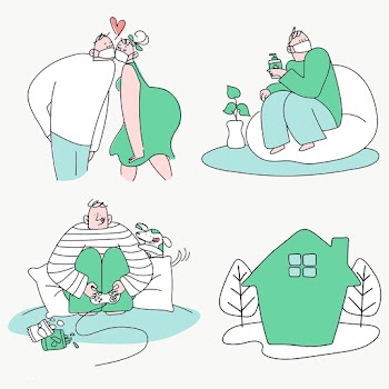 Self isolation during coronavirus doodle set transparent png | Free  transparent png - 2301026
