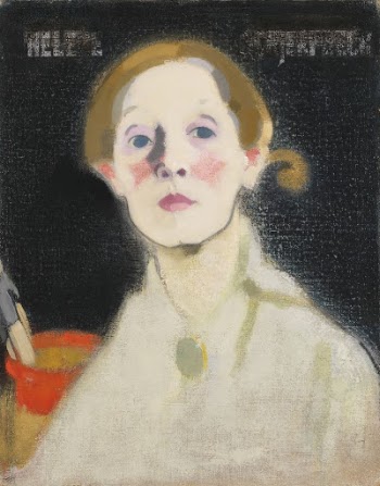 Self-portrait, black background, 1915, Helene | Free Photo - rawpixel