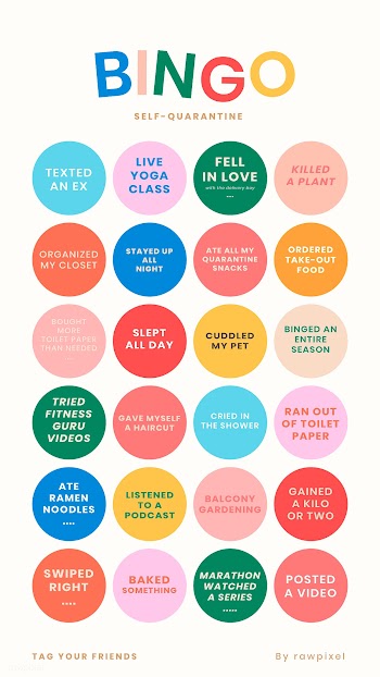 Self quarantine social media story bingo challenge vector | Free  vector - 2316641