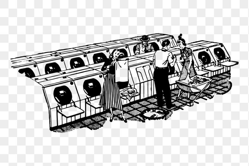 Self-service laundry png sticker, vintage | Free PNG - rawpixel