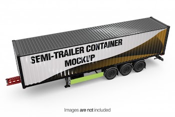 Semi-trailer container mockup Free Psd