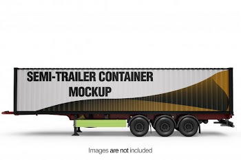 Semi-trailer container mockup Free Psd