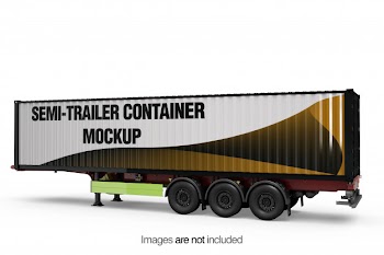 Semi-trailer container mockup Free Psd