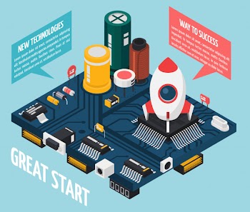 Semiconductor electronic components concept Free Vector