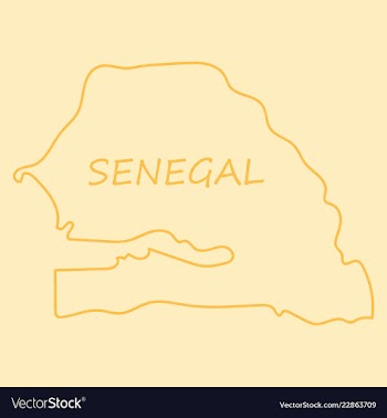 Senegal flag on map of country isolated on vector image