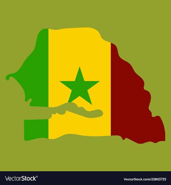 Senegal flag on map of country isolated on vector image