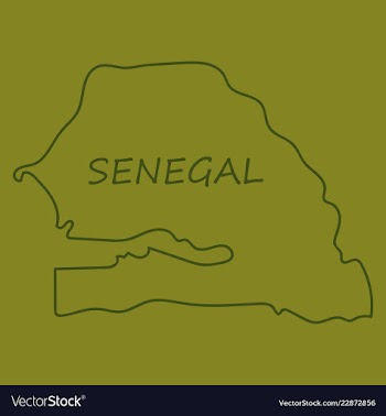 Senegal flag on map of country isolated on vector image