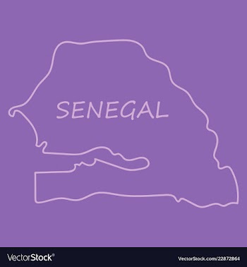 Senegal flag on map of country isolated on vector image