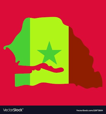 Senegal flag on map of country isolated on vector image