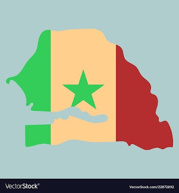 Senegal flag on map of country isolated on vector image