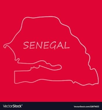 Senegal flag on map of country isolated on vector image