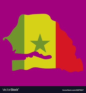 Senegal flag on map of country isolated on vector image
