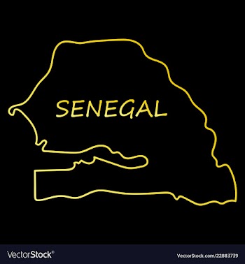 Senegal flag on map of country isolated on vector image