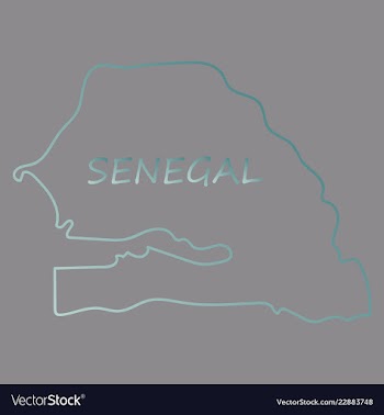 Senegal flag on map of country isolated on vector image