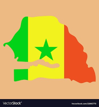 Senegal flag on map of country isolated on vector image