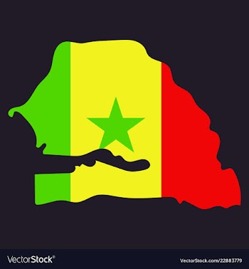 Senegal flag on map of country isolated on vector image