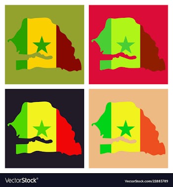 Senegal flag on map of country isolated on vector image