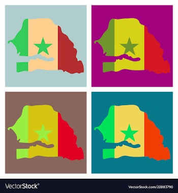 Senegal flag on map of country isolated on vector image