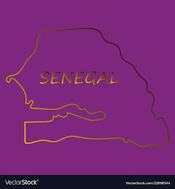 Senegal flag on map of country isolated on vector image