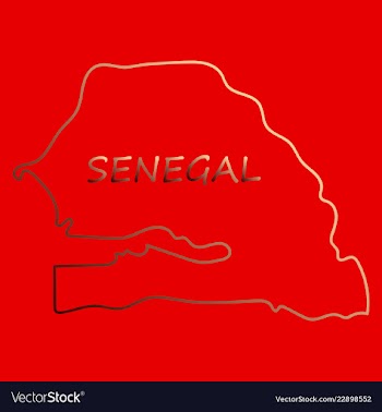Senegal flag on map of country isolated on vector image