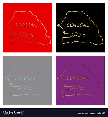 Senegal flag on map of country isolated on vector image