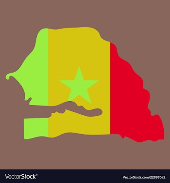 Senegal flag on map of country isolated on vector image