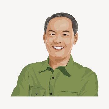 Senior Asian man, smiling character | Free Vector - rawpixel