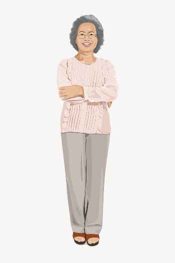 Senior Asian woman, standing character | Free Vector - rawpixel