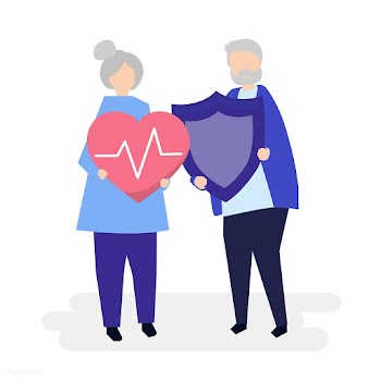 Senior couple holding health insurance icons | Free stock vector - 478398