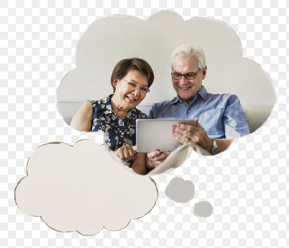 Senior couple png sticker, planning | Free PNG - rawpixel