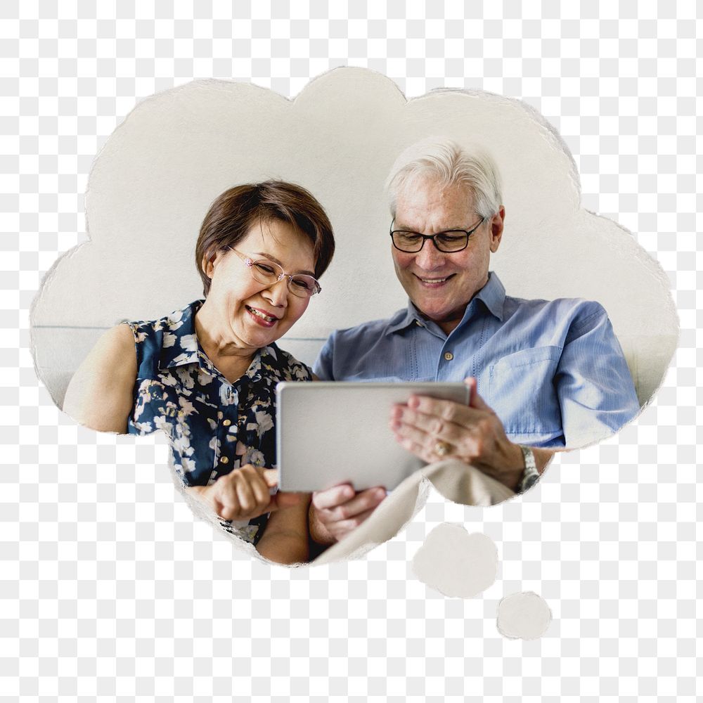 Senior couple png sticker, planning | Free PNG - rawpixel