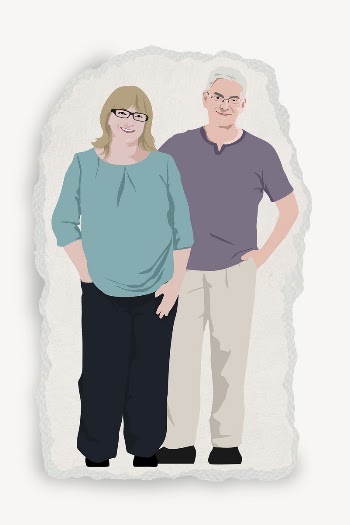 Senior couple sticker, standing character, | Free PSD - rawpixel
