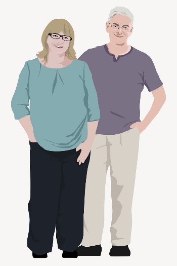 Senior couple sticker, standing character | Free PSD - rawpixel