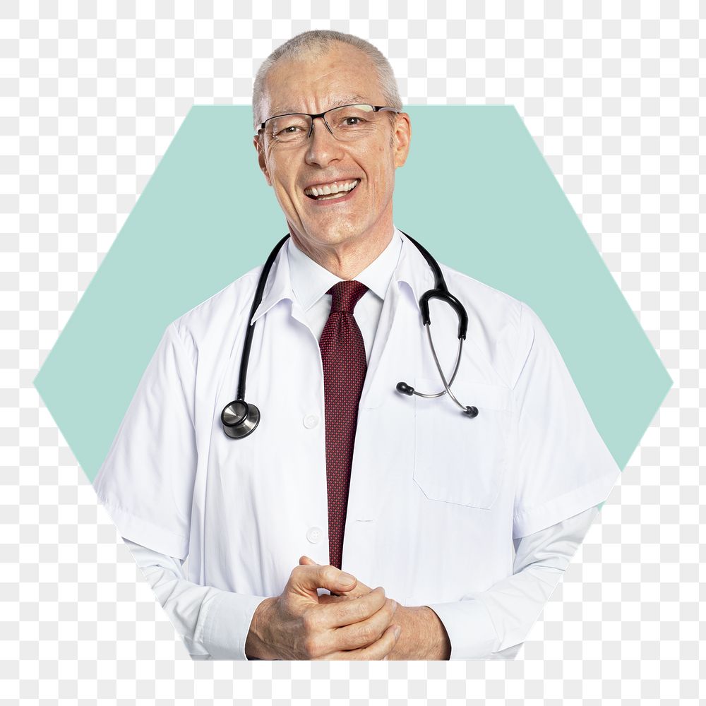 Senior doctor png badge sticker, | Free PNG - rawpixel