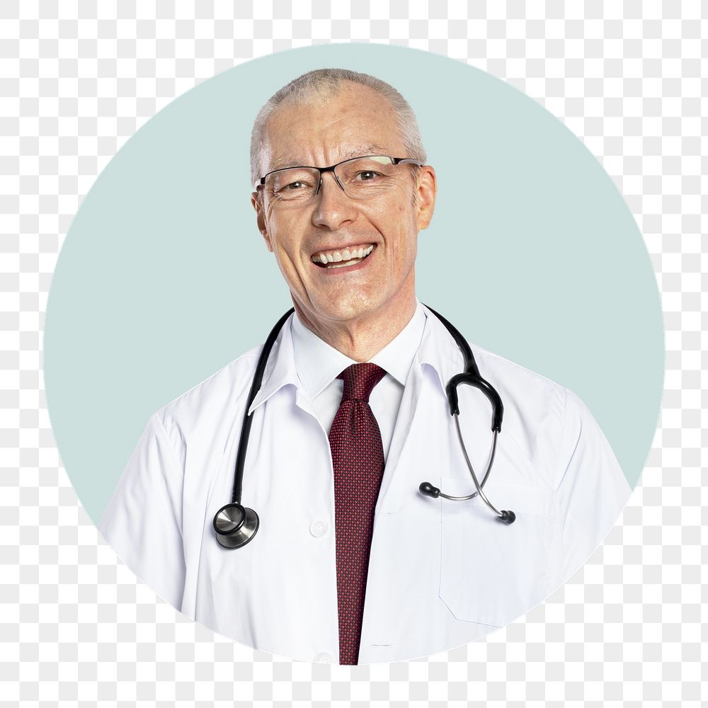 Senior doctor png badge sticker, | Free PNG - rawpixel