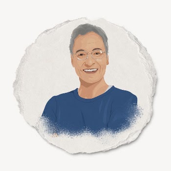 Senior man, ripped paper sticker | Free PSD - rawpixel