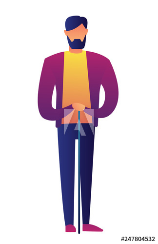Senior man standing with a cane vector illustration