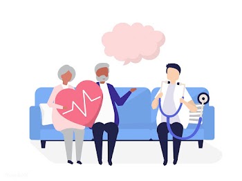 Senior people getting a checkup at a hospital | Free stock vector - 479004