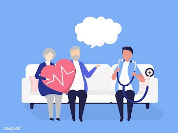 Senior people getting a checkup at a hospital | Free stock vector - 479737