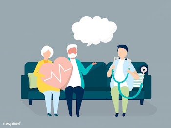 Senior people getting a checkup at a hospital | Free stock vector - 481096