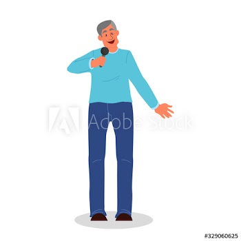 Senior people singing karaoke