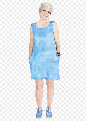 Senior woman png, wearing blue | Free PNG - rawpixel