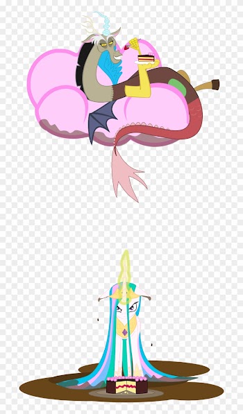 Senwyn1, Cake, Celestia Is Not Amused, Chocolate Rain, - Discord And Celestia Funny