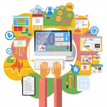 Seo concept computer poster