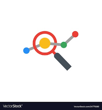 Seo flat design logo with magnifying glass vector image